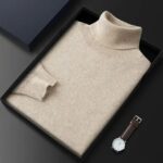 100% Pure Cashmere Wool Turtleneck Sweater Men Pullovers 2023 Autumn Winter Soft lightweight Warm Knitted Jumper ropa hombre – Beige 10