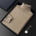 100% Pure Cashmere Wool Turtleneck Sweater Men Pullovers 2023 Autumn Winter Soft lightweight Warm Knitted Jumper ropa hombre – camel 15