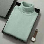 100% Pure Cashmere Wool Turtleneck Sweater Men Pullovers 2023 Autumn Winter Soft lightweight Warm Knitted Jumper ropa hombre – Mint 16