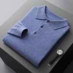 100% merino wool men’s lapel pullover long sleeve POLO neck sweater loose top business casual knit bottoming shirt 2