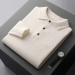 100% merino wool men’s lapel pullover long sleeve POLO neck sweater loose top business casual knit bottoming shirt 3