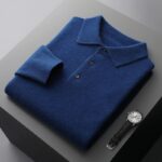 100% merino wool men’s lapel pullover long sleeve POLO neck sweater loose top business casual knit bottoming shirt 4