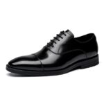 DESAI Brand Full Grain Leather Business Men Dress Shoes Retro Patent Leather Oxford Shoes For Men Size EU 38-43 – Black 8