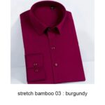 2022 Premium Wrinkle Resistant Lavender Business Dress Shirts For Men Slim Fit Long Sleeve Man Shirt Chemise Homme Manche Longue - burgundy 16