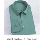 2022 Premium Wrinkle Resistant Lavender Business Dress Shirts For Men Slim Fit Long Sleeve Man Shirt Chemise Homme Manche Longue - blue green 18