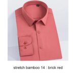 2022 Premium Wrinkle Resistant Lavender Business Dress Shirts For Men Slim Fit Long Sleeve Man Shirt Chemise Homme Manche Longue - brick red 19