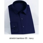 2022 Premium Wrinkle Resistant Lavender Business Dress Shirts For Men Slim Fit Long Sleeve Man Shirt Chemise Homme Manche Longue - navy 21