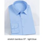 2022 Premium Wrinkle Resistant Lavender Business Dress Shirts For Men Slim Fit Long Sleeve Man Shirt Chemise Homme Manche Longue - light blue 7