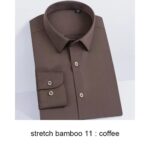 2022 Premium Wrinkle Resistant Lavender Business Dress Shirts For Men Slim Fit Long Sleeve Man Shirt Chemise Homme Manche Longue - coffee 8