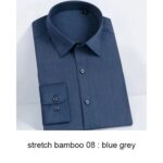 2022 Premium Wrinkle Resistant Lavender Business Dress Shirts For Men Slim Fit Long Sleeve Man Shirt Chemise Homme Manche Longue - blue grey 10