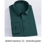 2022 Premium Wrinkle Resistant Lavender Business Dress Shirts For Men Slim Fit Long Sleeve Man Shirt Chemise Homme Manche Longue - emerald green 11