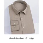 2022 Premium Wrinkle Resistant Lavender Business Dress Shirts For Men Slim Fit Long Sleeve Man Shirt Chemise Homme Manche Longue - beige 12