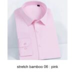 2022 Premium Wrinkle Resistant Lavender Business Dress Shirts For Men Slim Fit Long Sleeve Man Shirt Chemise Homme Manche Longue - pink 13