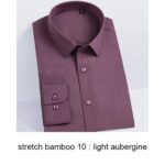 2022 Premium Wrinkle Resistant Lavender Business Dress Shirts For Men Slim Fit Long Sleeve Man Shirt Chemise Homme Manche Longue - light aubergine 14