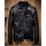 2022 Spring Fashion Genuine Cow Leather Jackets Men Leather Coats Slim Jackets Baseball Suit Coat 2