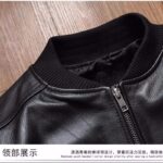 2022 Spring Fashion Genuine Cow Leather Jackets Men Leather Coats Slim Jackets Baseball Suit Coat 5