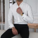 2023 Spring Autumn High Quality Solid Shirts for Men Clothing New Fashion Slim Fit Men Casual Shirt Long Sleeve Dress Shirt 3