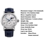 2023 Sugess Watch of Men Automatic Mechanical Moon-Phase Wristwatches Power Reserved Sapphire WaterResistant Tianjin Movement 6