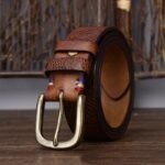 3.8CM Solid Copper Pin Buckle Belt Male Serpentine Belts Cowskin Male Snakeskin Grain Belt Fashion Genuine Leather Jeans Belts 6