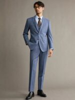 50% 120S Wool Mens Suits Set Casual Wedding Groom Wear Business Man Daily Wear Blue Brown Grey Khaki 4 Colors Formal Suit Plus 2