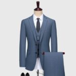 50% 120S Wool Mens Suits Set Casual Wedding Groom Wear Business Man Daily Wear Blue Brown Grey Khaki 4 Colors Formal Suit Plus – blazer vest pant set 8