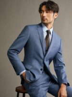 50% 120S Wool Mens Suits Set Casual Wedding Groom Wear Business Man Daily Wear Blue Brown Grey Khaki 4 Colors Formal Suit Plus 1