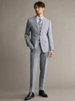 50% 120S Wool Mens Suits Set Casual Wedding Groom Wear Business Man Daily Wear Blue Brown Grey Khaki 4 Colors Formal Suit Plus 6