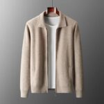 6-color autumn and winter new 2023 men’s 100% cashmere cardigan sweater casual knitted lapel men’s business sweater Solid color 4