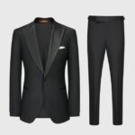 91.8% Wool 5.9% Silk Black Suits Set For Wedding Groom Dress Single Button Slim Style 2021New Arrivals Autumn Spring Clothing – blazer pant set 6