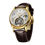 AESOP Original Tourbillon Mechanical Men’s Watches Multifunction Moonphase Luminous Hand Winding Movement Sapphire Wristwatches – Brown Gold White 9