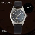 Baltany Design Moonphase Watches Leather Strap IPG Bezel Luminous Dial 6P24 Quartz Unisex Luxury Dress Wristwatch – Velvet Black Silver 10