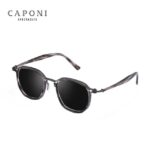 CAPONI Pure Titanium Acetate Sunglasses For Men Polarized Photochromic Retro Sun Glasses UV400 New Brand Designer Shades BS5865 – Gray-Black 8