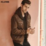 FLAVOR New Men’s Real Leather Jacket with Removable Hood Brown Jacket Genuine Leather Warm Coat For Men 3