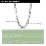 Italian Handmade Edge width 0.24 inch Horsewhip Chain Necklace Solid 925 Sterling Silver Man Neck Chain Jewelry for Pendant 2