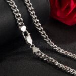 Italian Handmade Edge width 0.24 inch Horsewhip Chain Necklace Solid 925 Sterling Silver Man Neck Chain Jewelry for Pendant 5