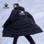 KELME Men Winter Jacket Long Solid Sports Training Coat Male Overcoat Outrwear Warm Cotton Padded Winter Coat Women 8261MF1014 4