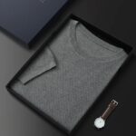 MOONYUEFA Summer New Mulberry Silk O-Neck Pullover Short Sleeve T-Shirt Men’s Thin Comfortable Cashmere Bottoming Shirt 3