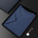 MOONYUEFA Summer New Mulberry Silk O-Neck Pullover Short Sleeve T-Shirt Men’s Thin Comfortable Cashmere Bottoming Shirt 4