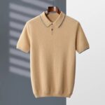 MVLYFLRT 100% Goat Cashmere T-shirt Men’s POLO Collar Short Sleeve 2022 Spring and Autumn New Fashion Knitted Pullover Tank Top 3