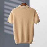 MVLYFLRT 100% Goat Cashmere T-shirt Men’s POLO Collar Short Sleeve 2022 Spring and Autumn New Fashion Knitted Pullover Tank Top 4