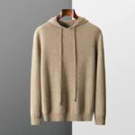 MVLYFLRT Men’s One-piece ready-to-wear Hoodie 100% Merino Wool Knitted Sweatshirt Autumn Winter Casual Large Top Long Sleeved – camel 8