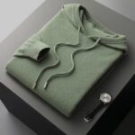 MVLYFLRT Men’s One-piece ready-to-wear Hoodie 100% Merino Wool Knitted Sweatshirt Autumn Winter Casual Large Top Long Sleeved – Deep bean green 10