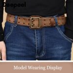 Male Retro Fashion Cowskin Belt Genuine Leather Pure Copper Double Needle Buckle Young Men’s Belts New Style Cowboy Waistband 6