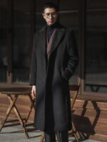 Mauroicardi Autumn Winter Long Warm Black Trench Coat Men Single Breasted Luxury Wool Blends Overcoat 2022 High Quality Clothing 4