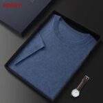 RONGYI 85% Mulberry Silk Short Sleeve T-Shirt Men’s Summer Round Neck Ice Silk Half Sleeve 15% Cashmere Bottoming Shirt Thin 3