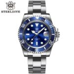 SD1953 Hot Selling Ceramic Bezel 41mm Steeldive 30ATM Water Resistant NH35 Automatic Mens Dive Watch Reloj – 53BL-SS Blue 9