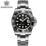 SD1953 Hot Selling Ceramic Bezel 41mm Steeldive 30ATM Water Resistant NH35 Automatic Mens Dive Watch Reloj – 53HH-SS Black 7