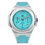 San Martin Miyota 9120 Multi-function Mens Luxury Watch 43mm Classic Business Automatic Mechanical Watches for Men 10Bar BGW-9 – Light Blue Rubber 12