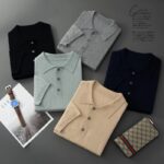 Spring And Summer New Silk Worsted Cashmere POLO Collar Pullover Business Short-sleeved T-shirt Men’s Knitted Bottom Shirt 5