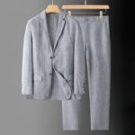 Spring Summer Linen Blazer Man 2 Piece Blazers Set For Men Suit Male Loose Business Masculino Fashion Casual Thin Style 2023 New 1